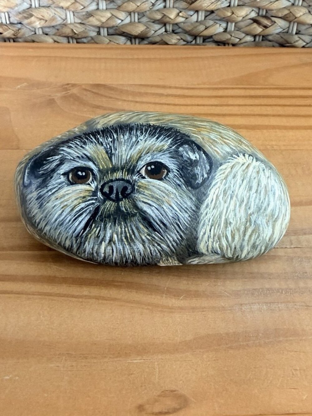 Dog Rock Art Hand painted By Jantina 2005 “Fred” Shih-Tzu